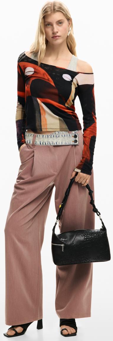 mittelgroße Handtasche Desigual schwarz Sierra bestickt Huntington