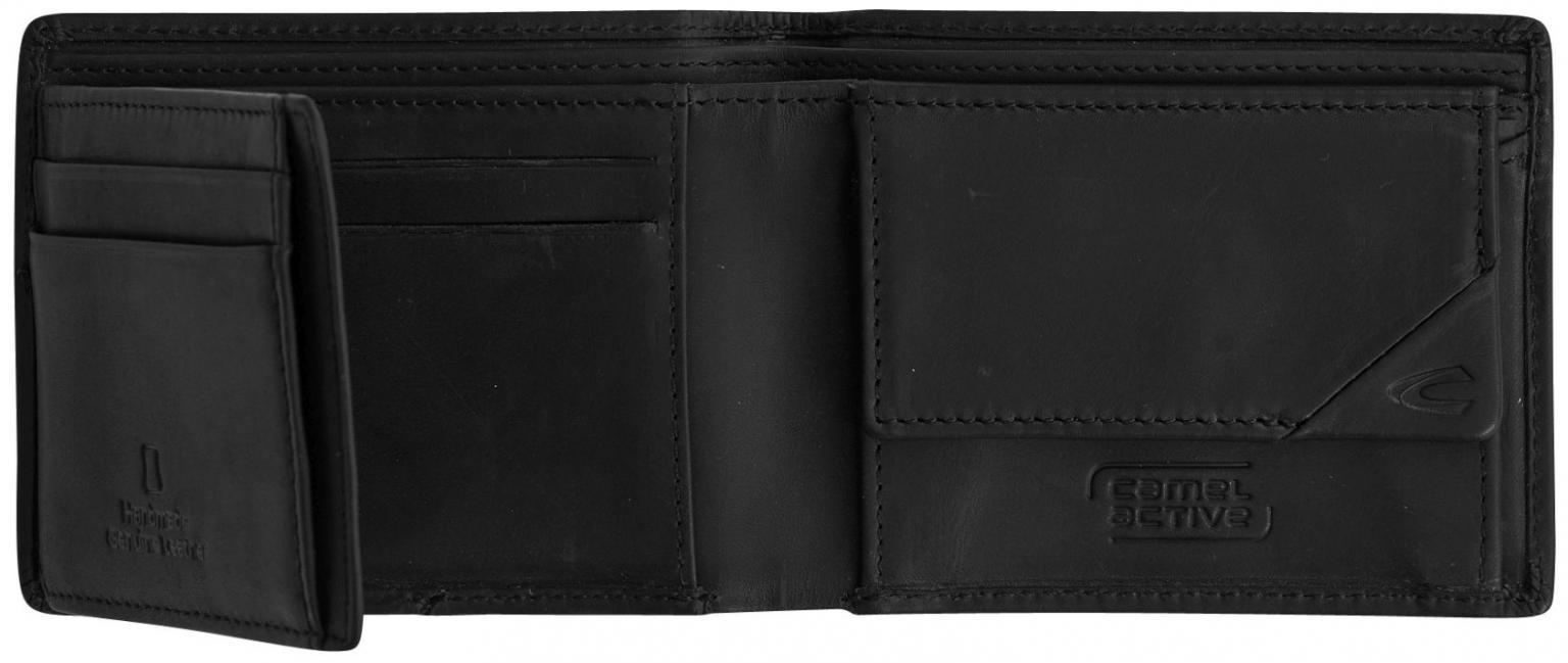 mittelgroße Lederbörse Herren Taiga Camel Active schwarz matt