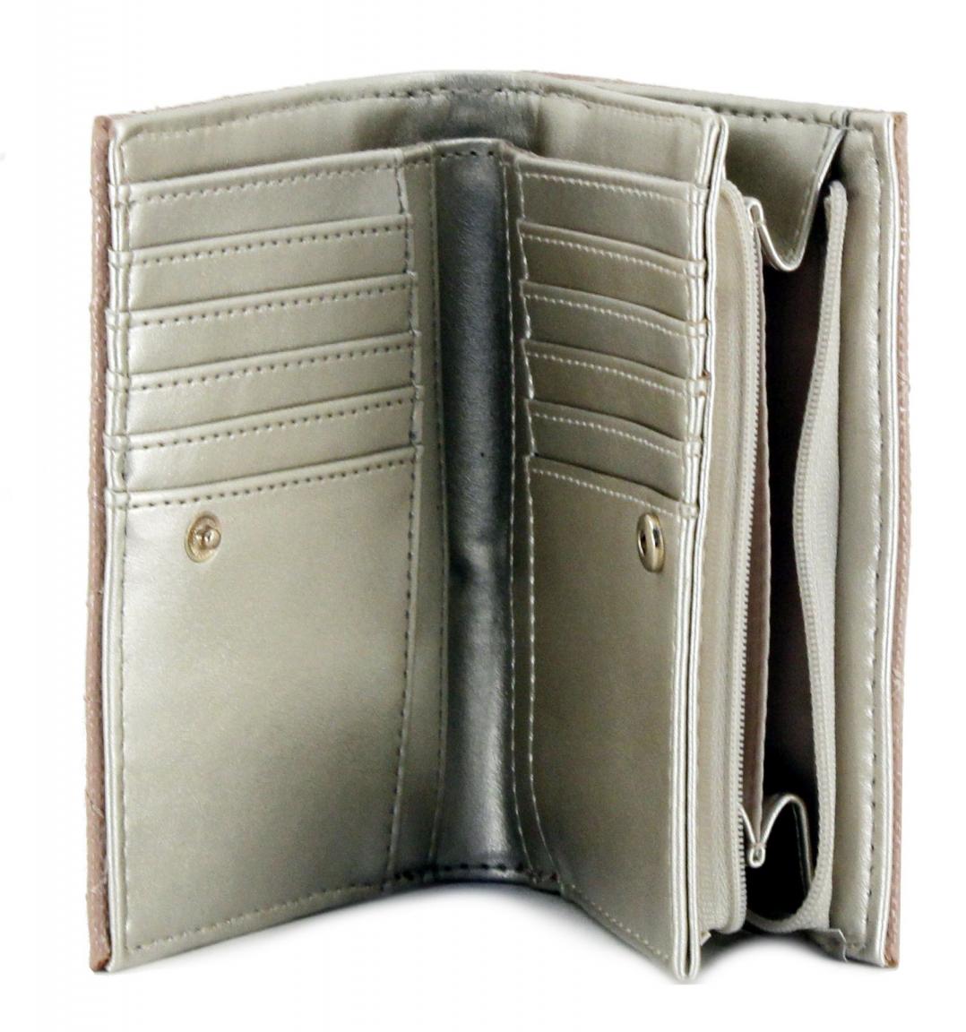 mittelgroßes Portemonnaie Webstoff Logostickerei Guess Izzy beige braun