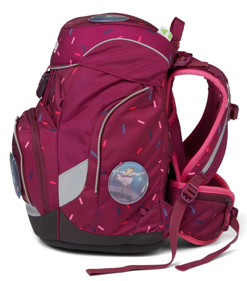 mitwachsende Schultasche ergobag Pack Komplettset Ballerina violett pink mit Sportrucksack