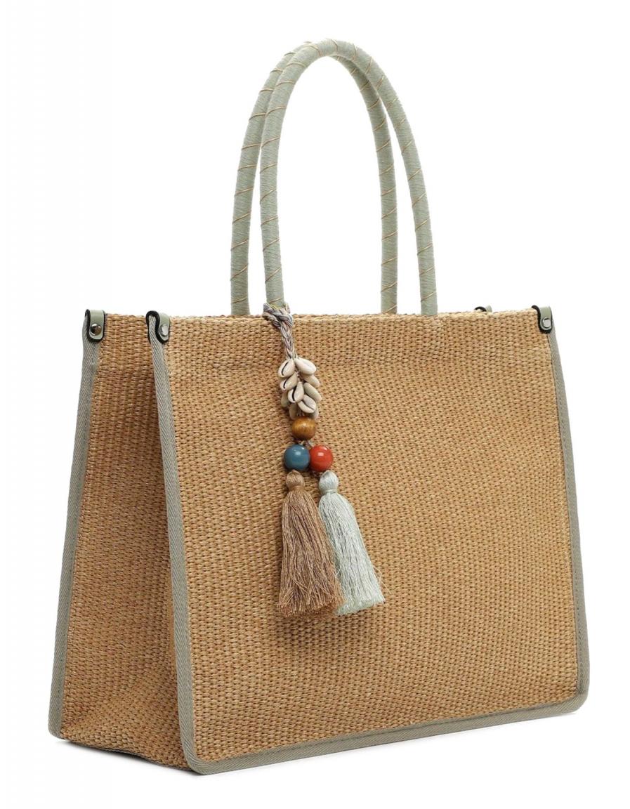 modische Henkeltasche aus Bast Suri Frey Kirsty Pistachio Grün