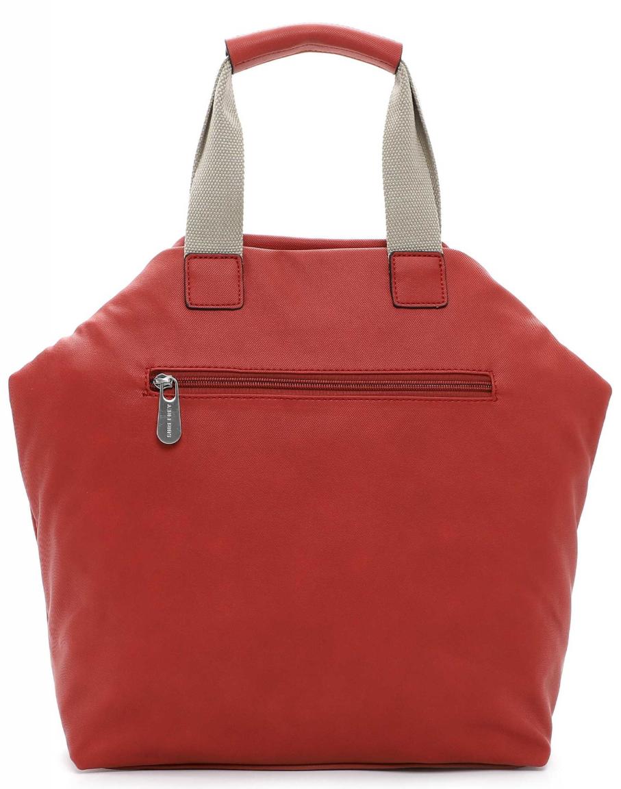 modische Henkeltasche rot Suri Frey Trudy Peach Denim-Struktur