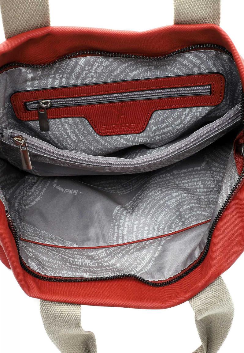 modische Henkeltasche rot Suri Frey Trudy Peach Denim-Struktur