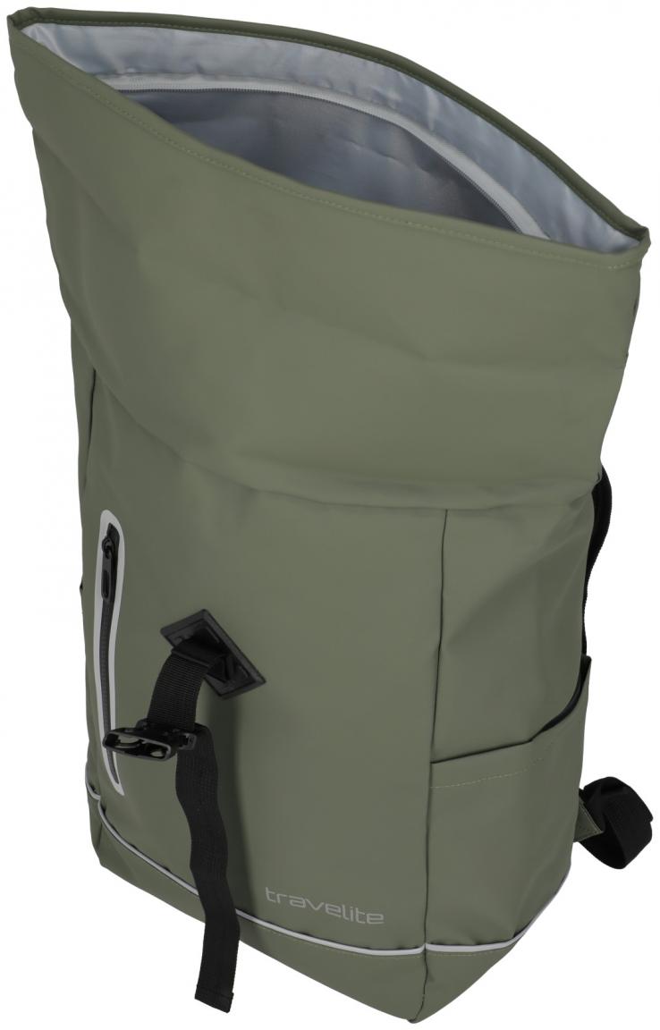 olivgrüner Roll-Up Rucksack Travelite Basics Plane beschichtet