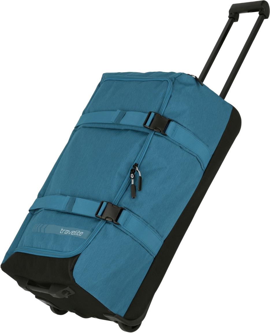 petrolblaue Reisetasche 2-Rad-Trolley Travelite Kick Off L 68cm