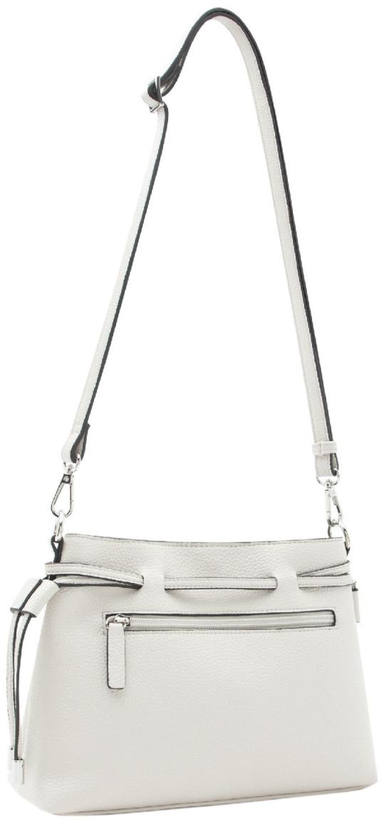 puristische Handtasche L.Credi Kontrastdetails hellgrau Zugbänder Rahmi