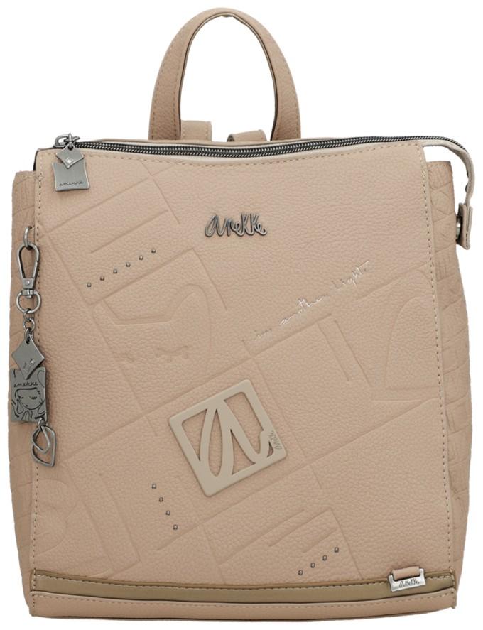 quadratischer Cityrucksack Anekke Real Evolution Taupe Prägung