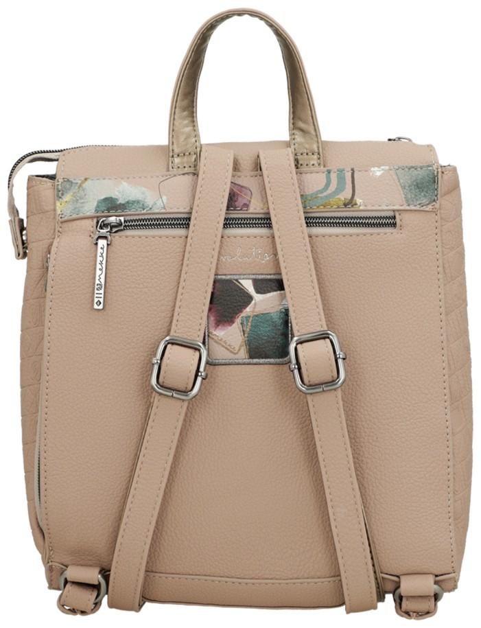 quadratischer Cityrucksack Anekke Real Evolution Taupe Prägung
