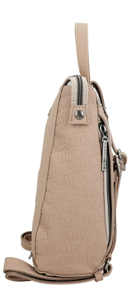 quadratischer Cityrucksack Anekke Real Evolution Taupe Prägung