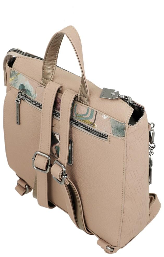quadratischer Cityrucksack Anekke Real Evolution Taupe Prägung