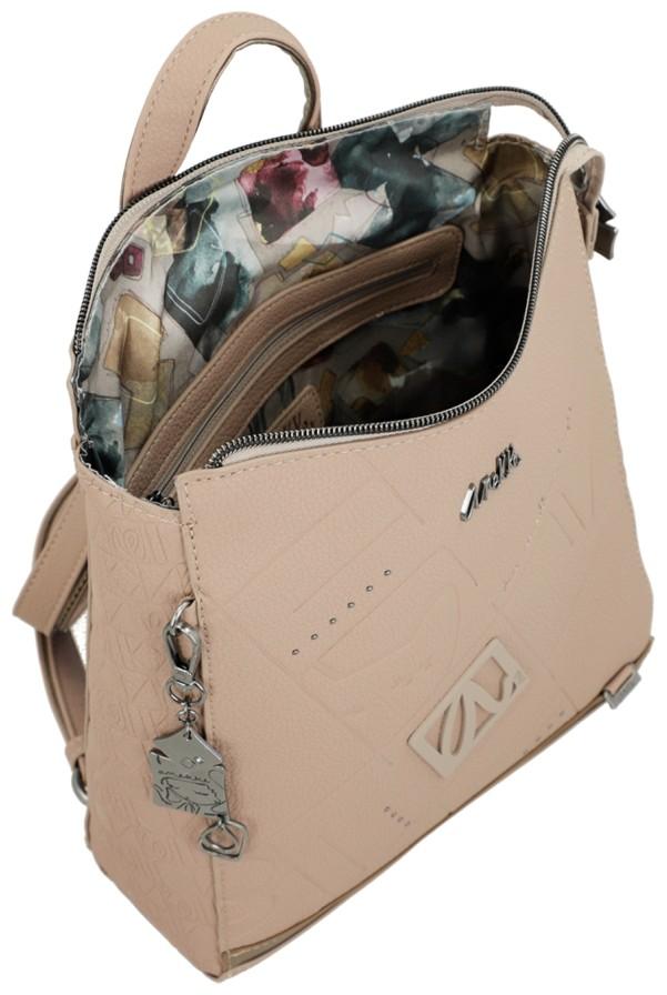 quadratischer Cityrucksack Anekke Real Evolution Taupe Prägung