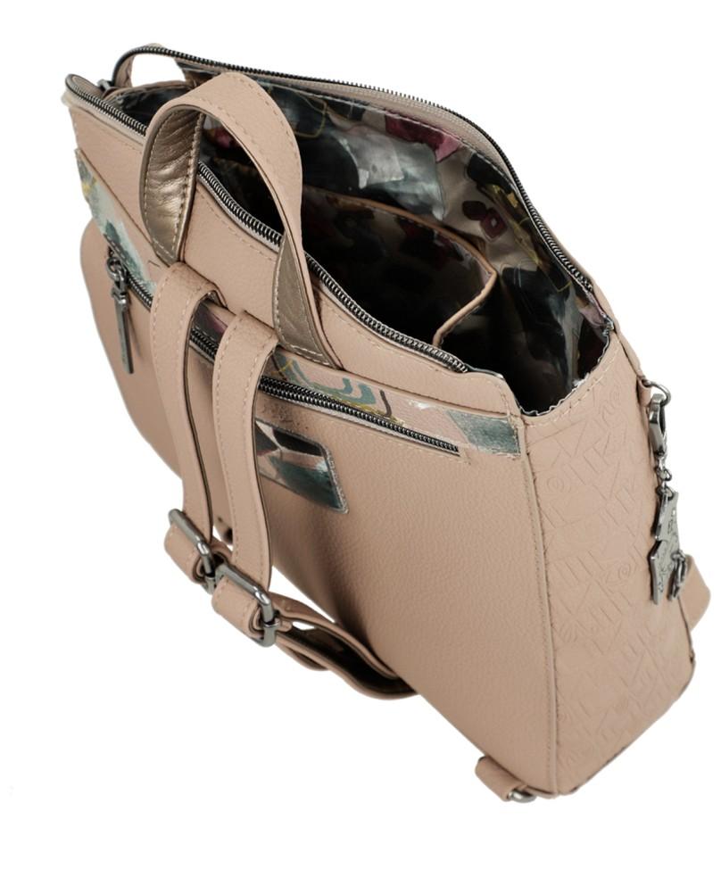 quadratischer Cityrucksack Anekke Real Evolution Taupe Prägung