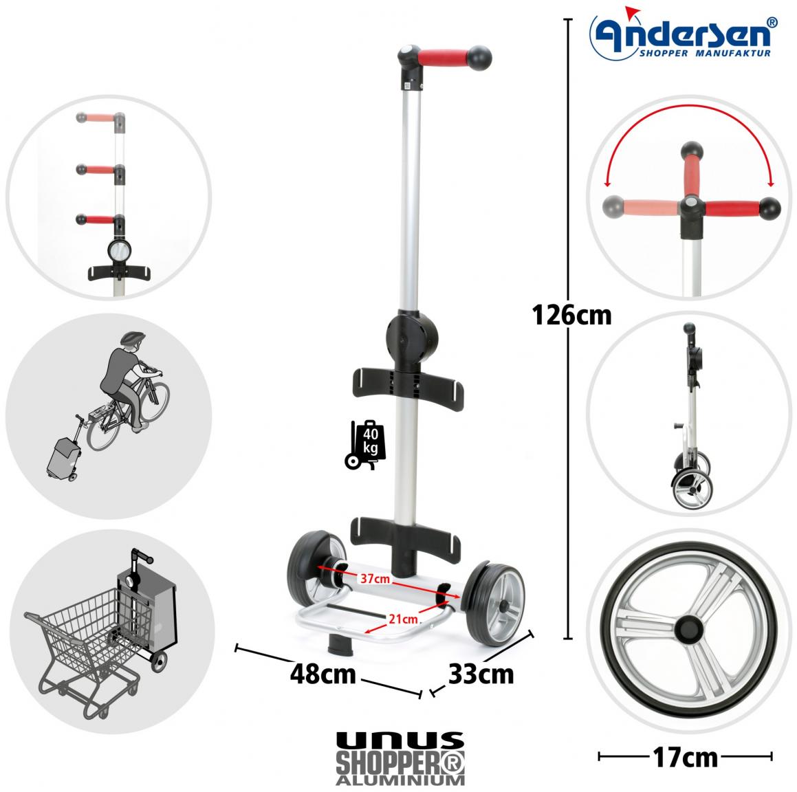 robustes Fahrgestell Unus Shopper Andersen Kugellager Aluminium