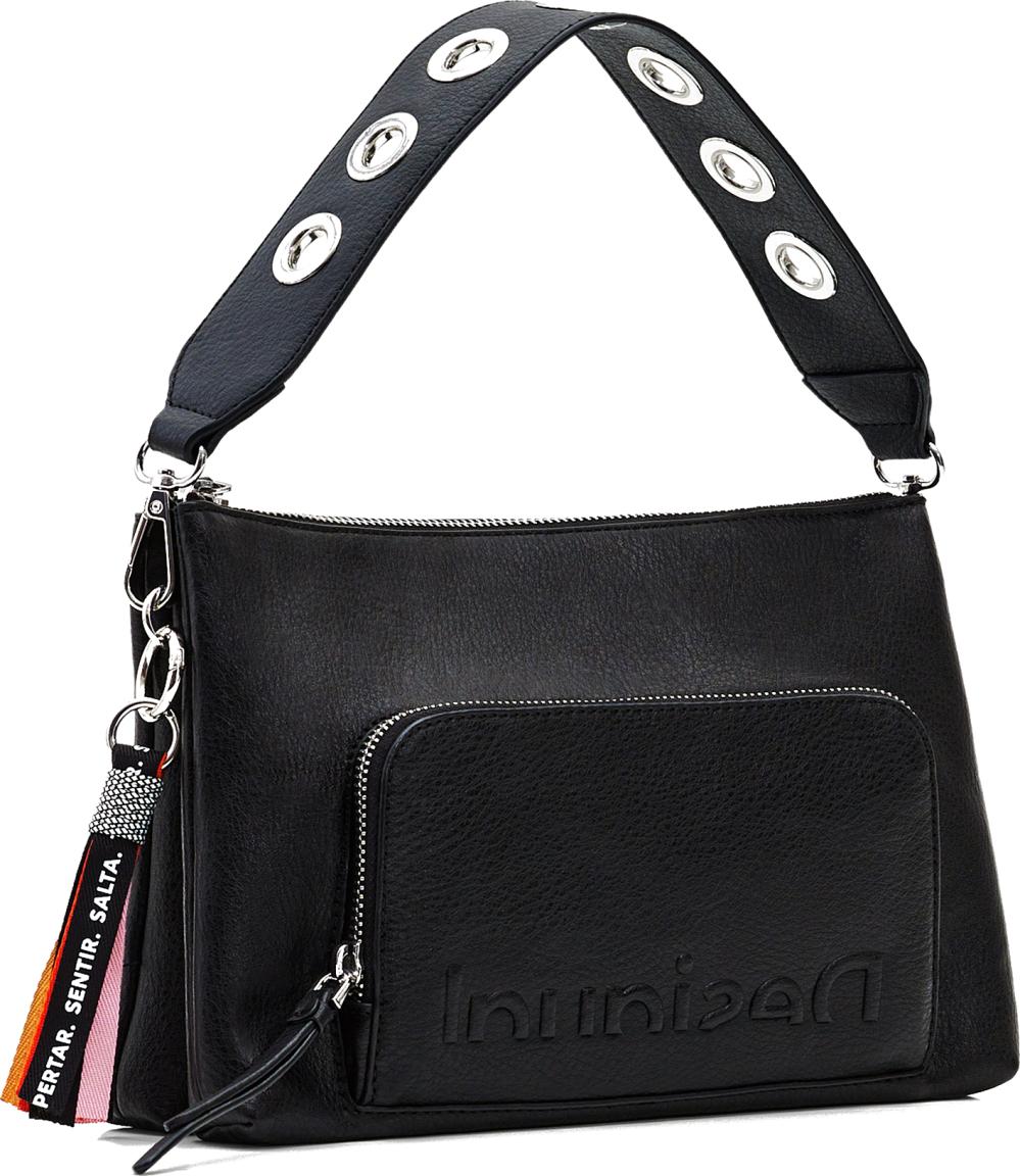 rockige Abendtasche mit Henkelauswahl Desigual Half Logo Dortmund Black Nero