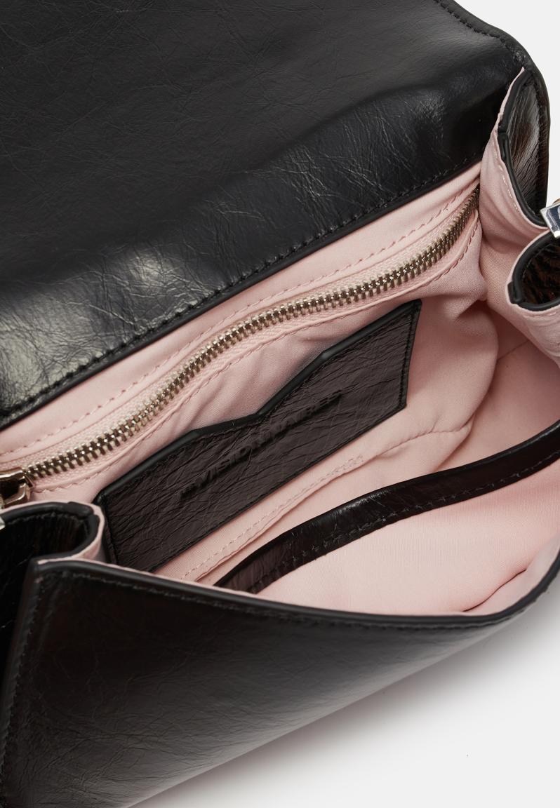 rockige Überschlagtasche Luna Rivet Glossy schwarz Les Visionnaires