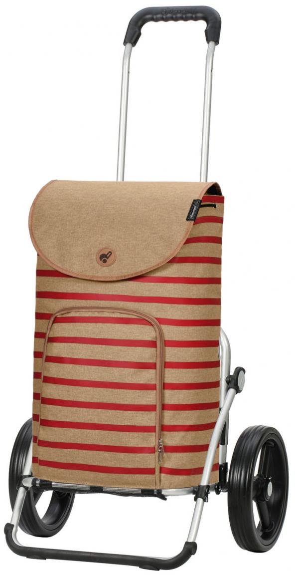 rot gestreifte Einkaufstasche Eske Andersen mit Transportroller Royal Shopper