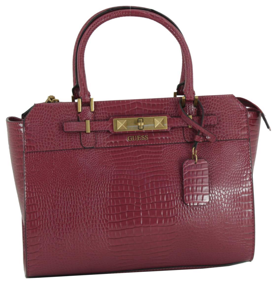 rote Guess Damenhenkeltasche Raffie Red Reptilienoptik
