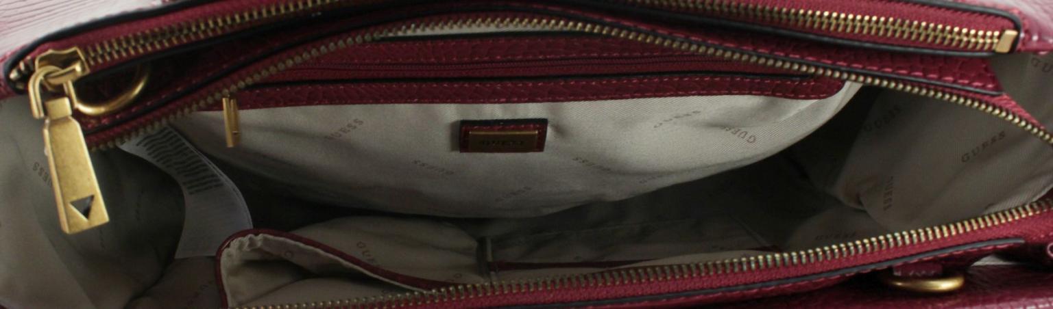 rote Guess Damenhenkeltasche Raffie Red Reptilienoptik