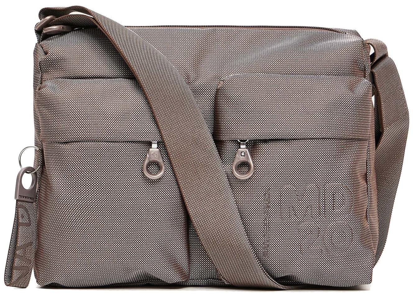 schimmernde Schultertasche Taupe MD20 Crossover Mandarina Duck