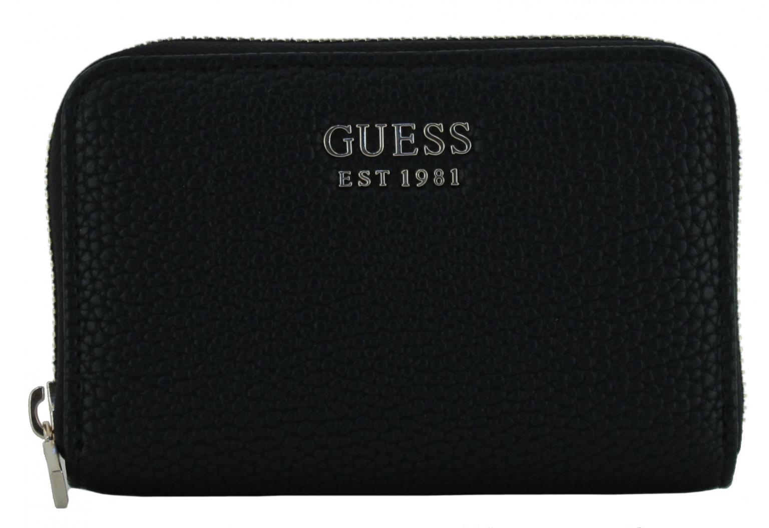 schlichtes Portemonnaie schwarz genarbt Guess Brenton