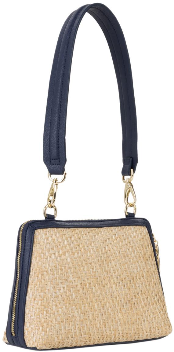 schmale Clutch Bast Mario Valentino Demetra beige Trapez marineblau