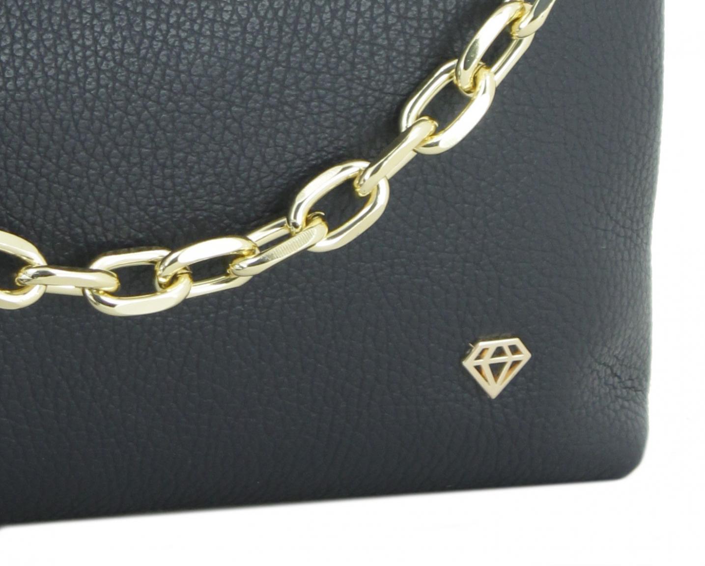 schmale Crossbody Bag Caleidos klassisch Schwarz Leder