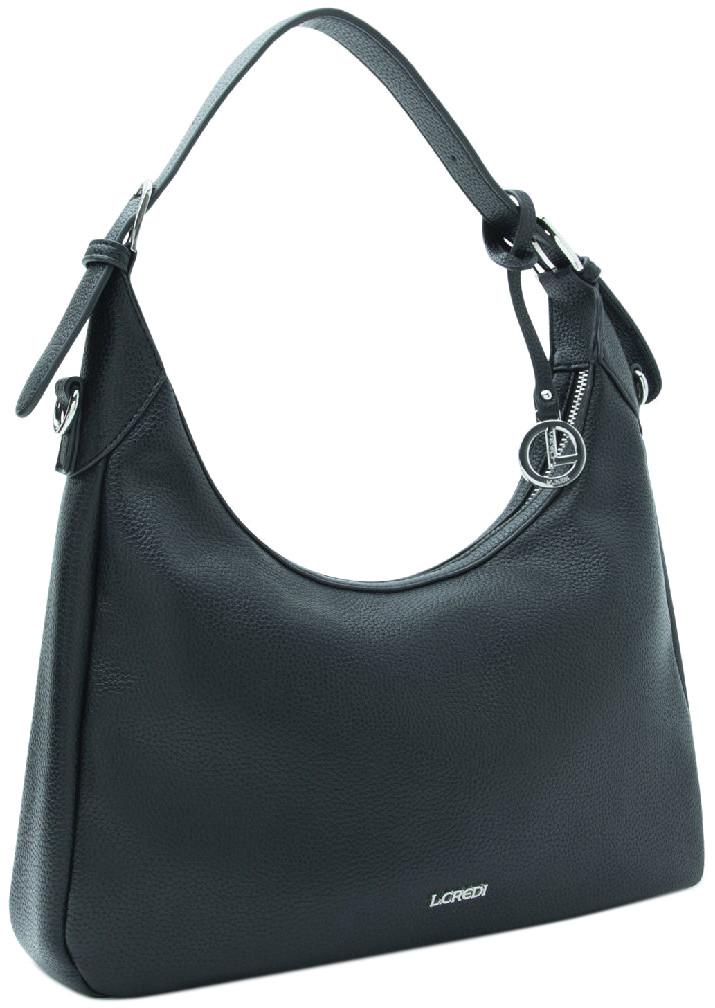 schmale Schultertasche L.Credi Petronia schwarz vegan klassisch