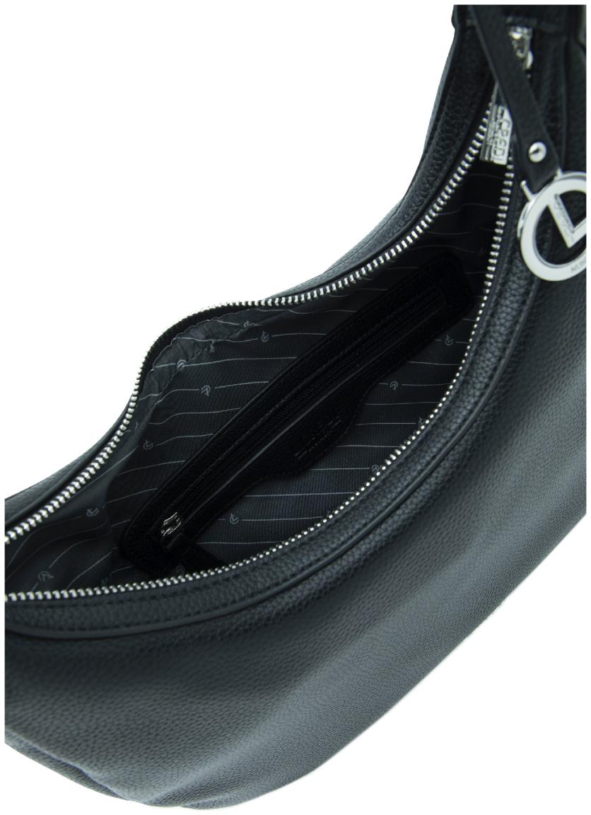 schmale Schultertasche L.Credi Petronia schwarz vegan klassisch