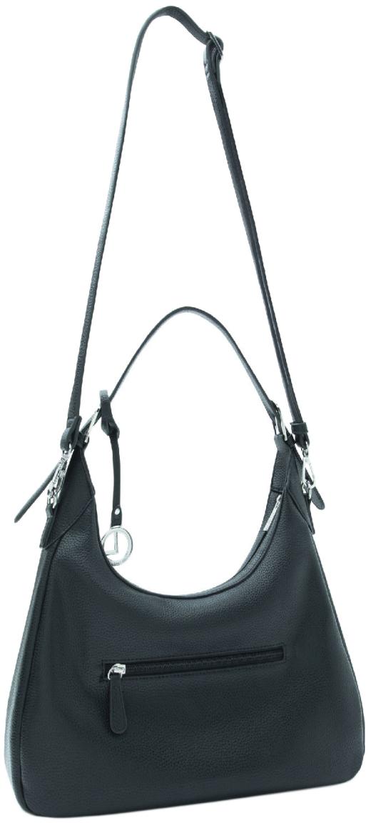 schmale Schultertasche L.Credi Petronia schwarz vegan klassisch