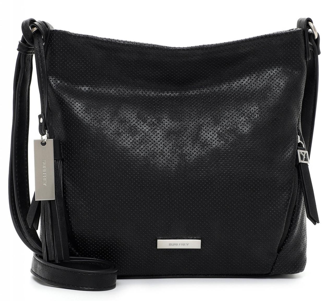 schwarz Crossovertasche Lochmuster black Suri Frey Bonny