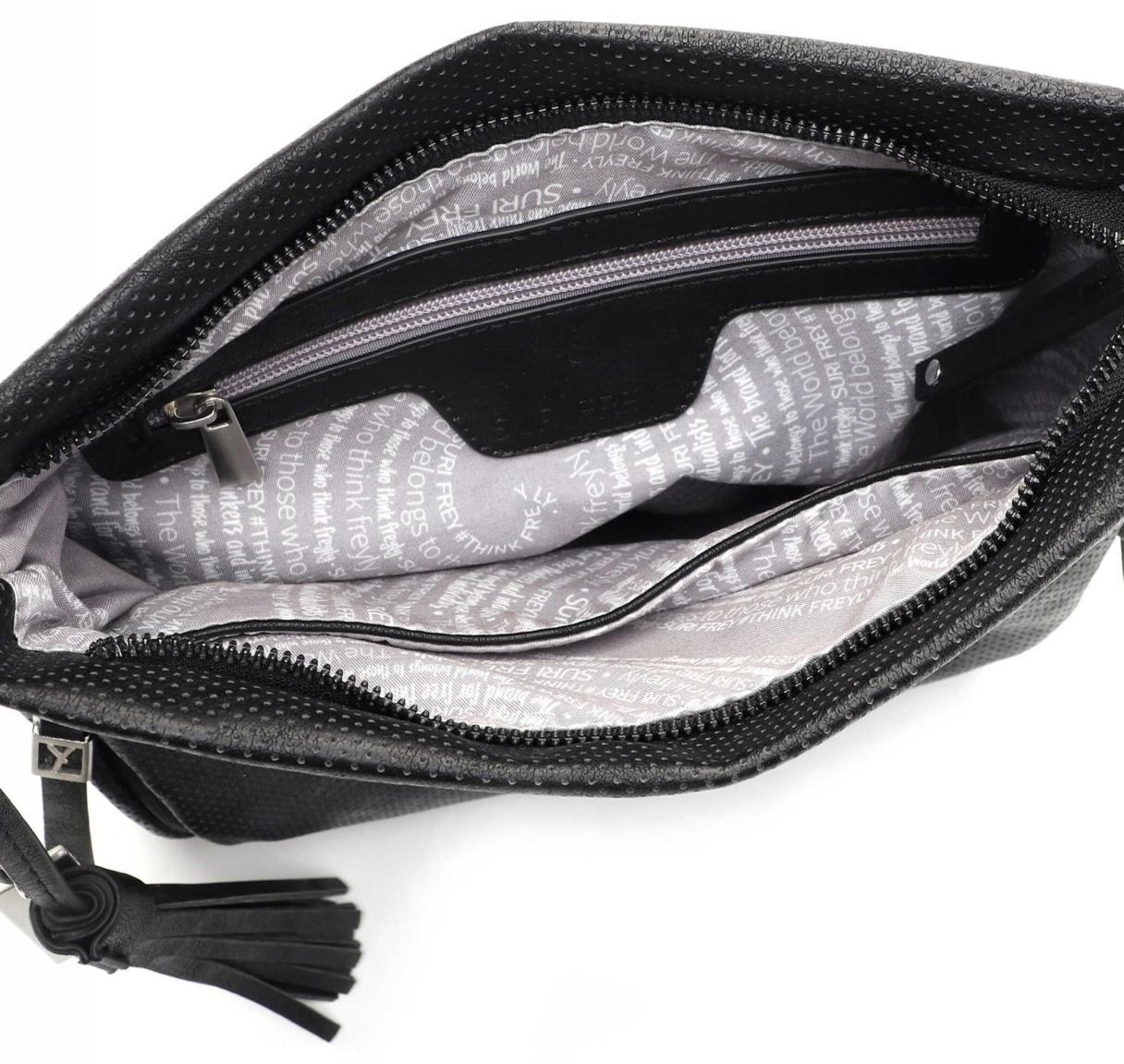 schwarz Crossovertasche Lochmuster black Suri Frey Bonny