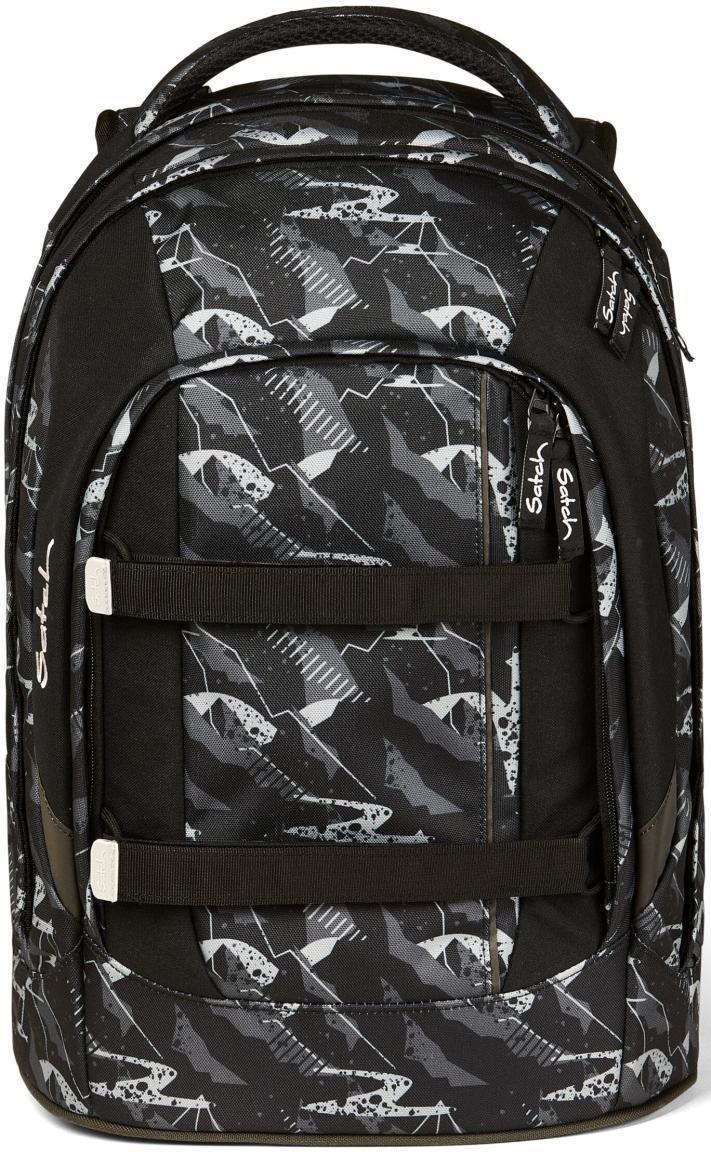 schwarz graue Schultasche Satch Pack Mountain Grid Swap your Style
