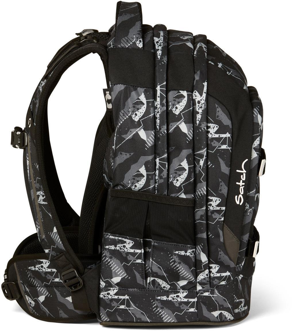 schwarz graue Schultasche Satch Pack Mountain Grid Swap your Style