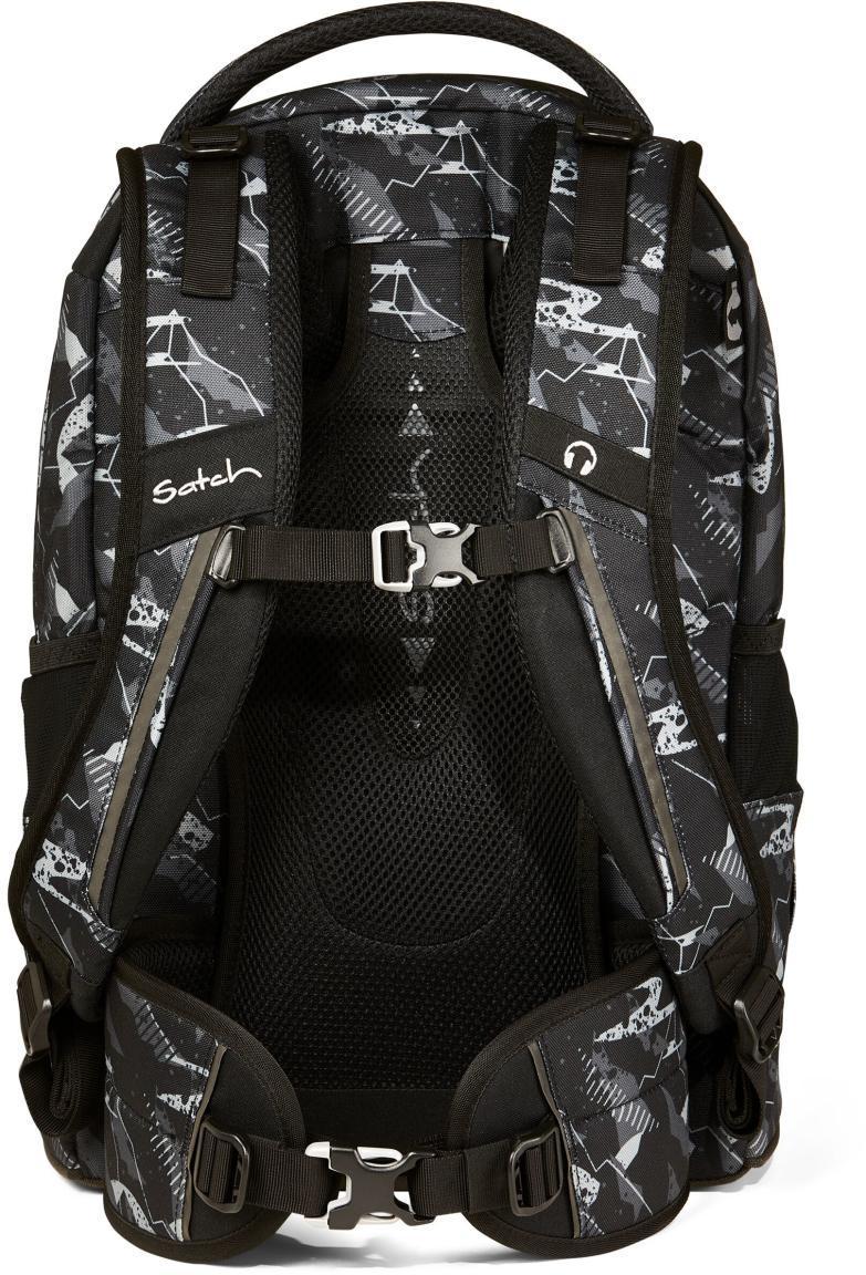 schwarz graue Schultasche Satch Pack Mountain Grid Swap your Style