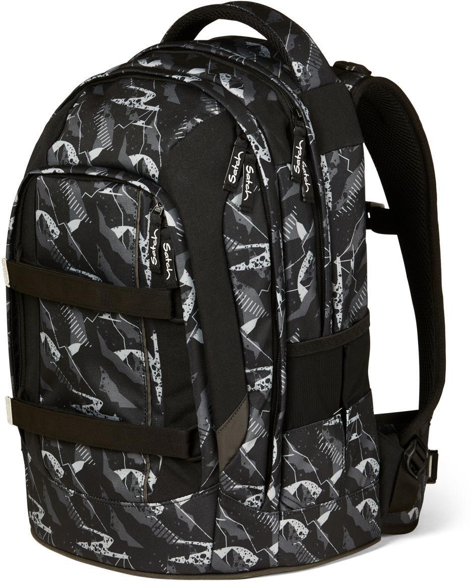 schwarz graue Schultasche Satch Pack Mountain Grid Swap your Style