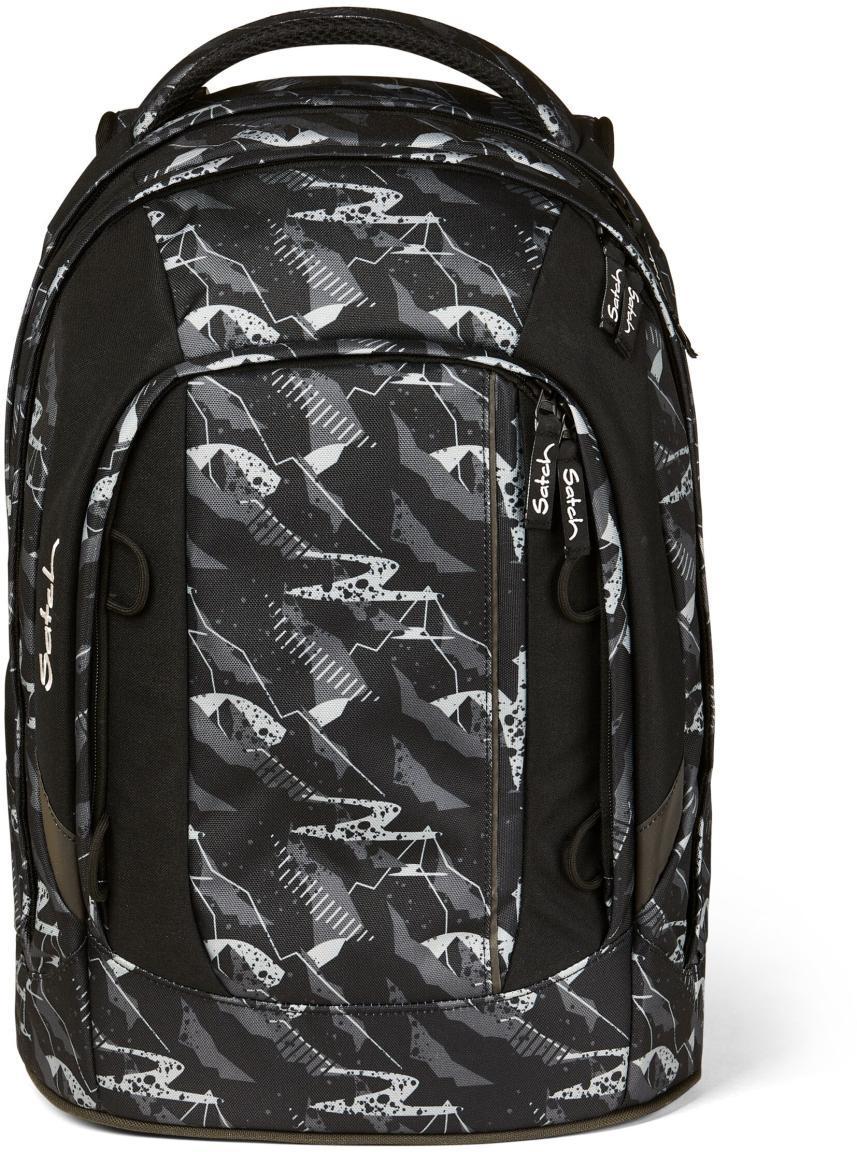 schwarz graue Schultasche Satch Pack Mountain Grid Swap your Style