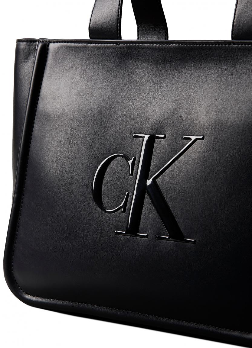 schwarze Calvin Klein Henkeltasche Medium Raised Tote CK