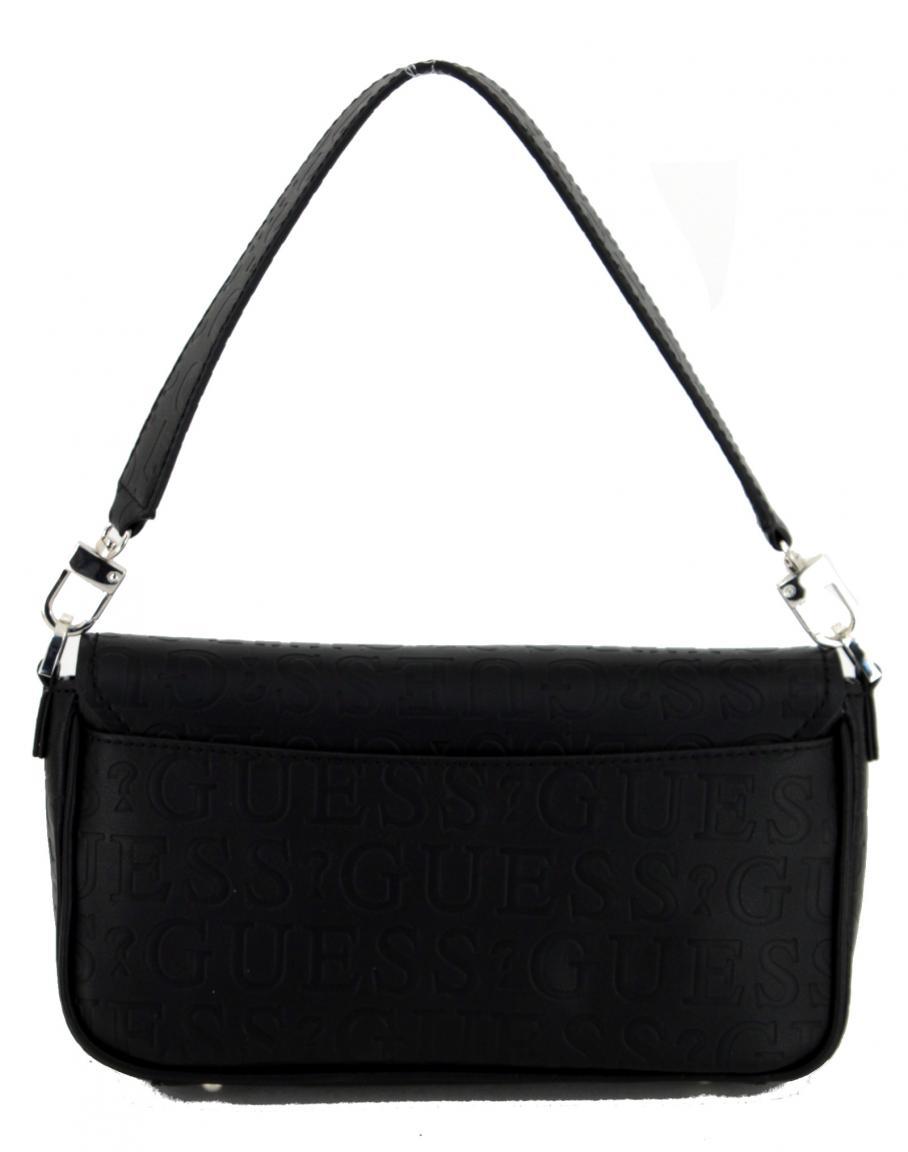 schwarze Guess Überschlagtasche Brightside Black Steppnähte