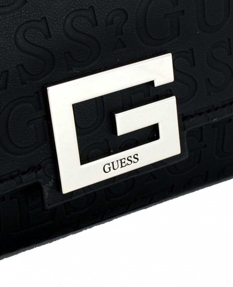 schwarze Guess Überschlagtasche Brightside Black Steppnähte