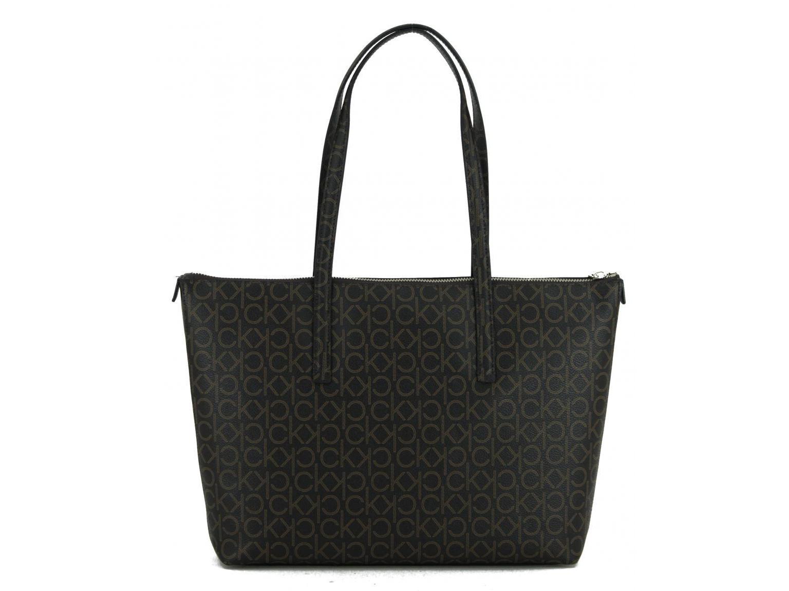 schwarze Handtasche Calvin Klein CK Must Logoprint Shopper strukturiert