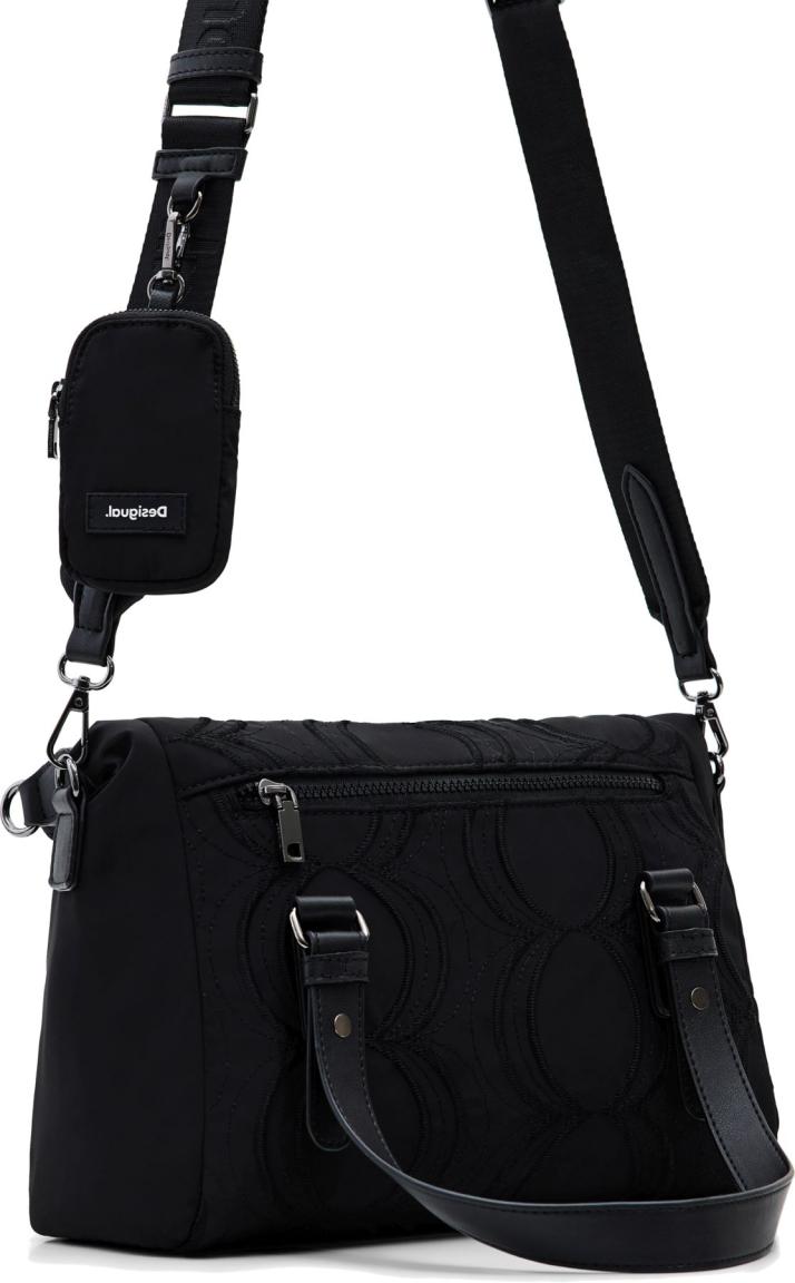schwarze Henkeltasche Nylon Desigual Bubbles Loverty Nachhaltig
