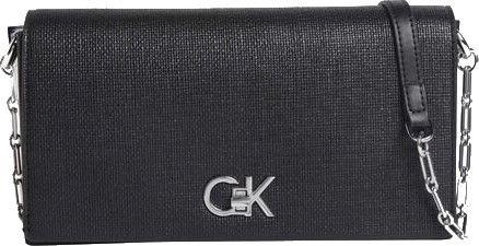 schwarze Umhängetasche mit Leinenstruktur Calvin Klein Mini Chain Black