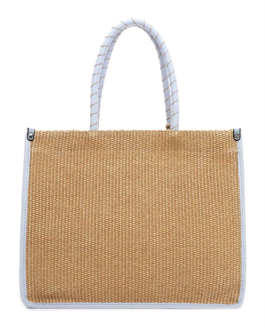 sommerlicher Shopper Kirsty Crystal Blue Naturbast nachhaltig