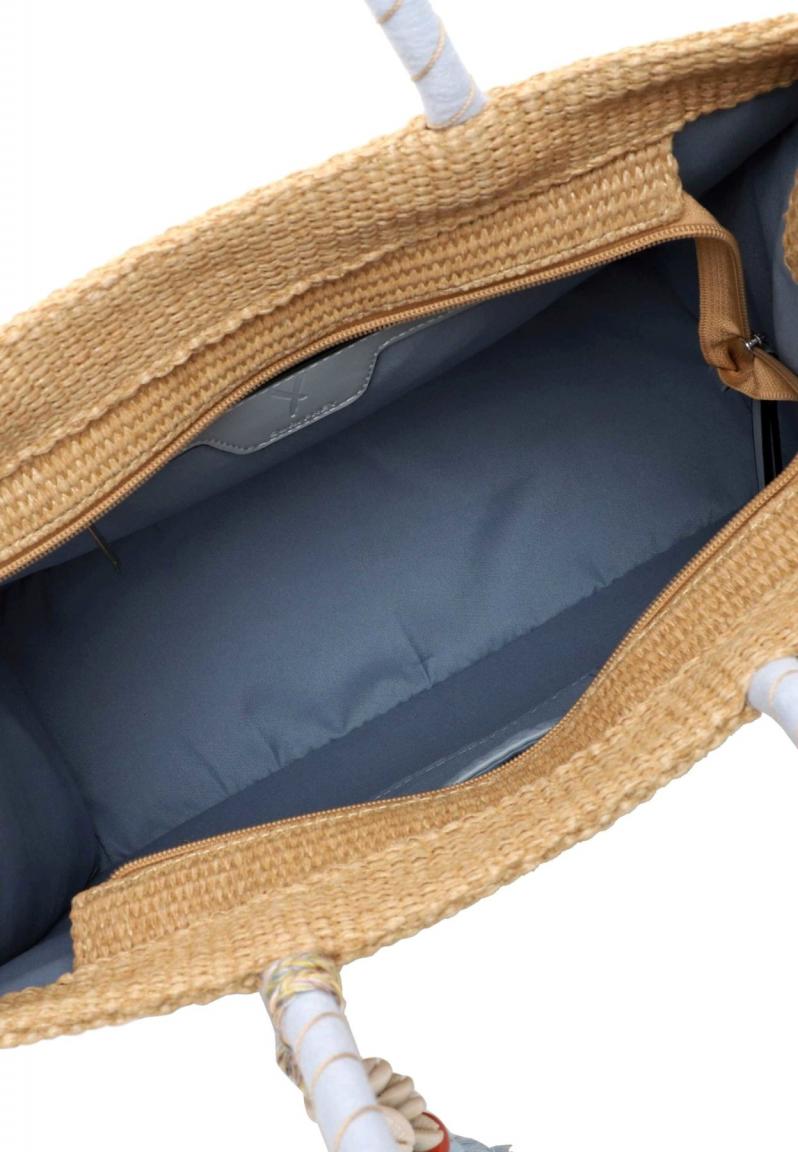 sommerlicher Shopper Kirsty Crystal Blue Naturbast nachhaltig