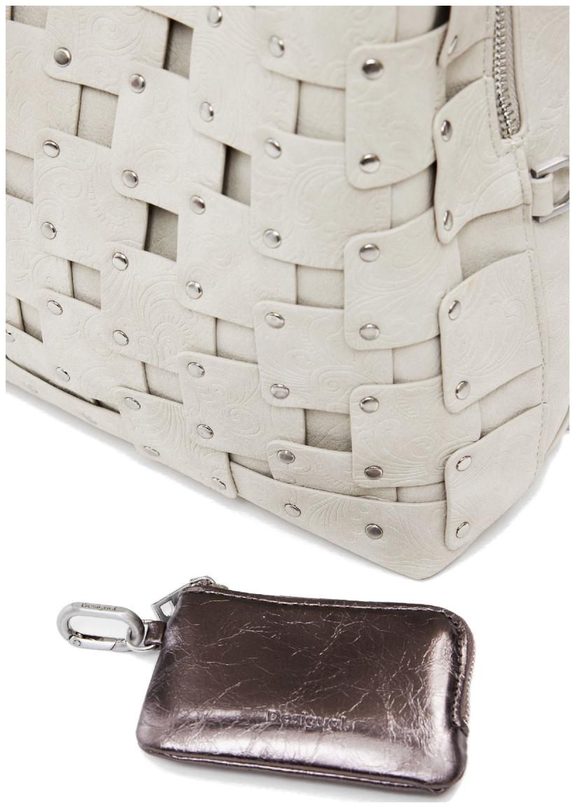 steingrauer Daypack Desigual Sumy New Patch Piedra Nieten geprägt