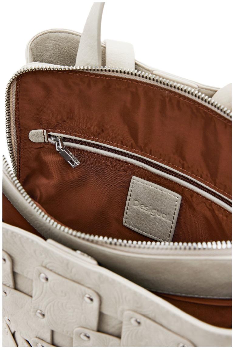 steingrauer Daypack Desigual Sumy New Patch Piedra Nieten geprägt