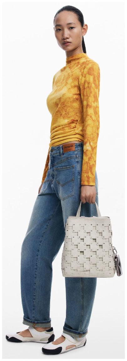 steingrauer Daypack Desigual Sumy New Patch Piedra Nieten geprägt