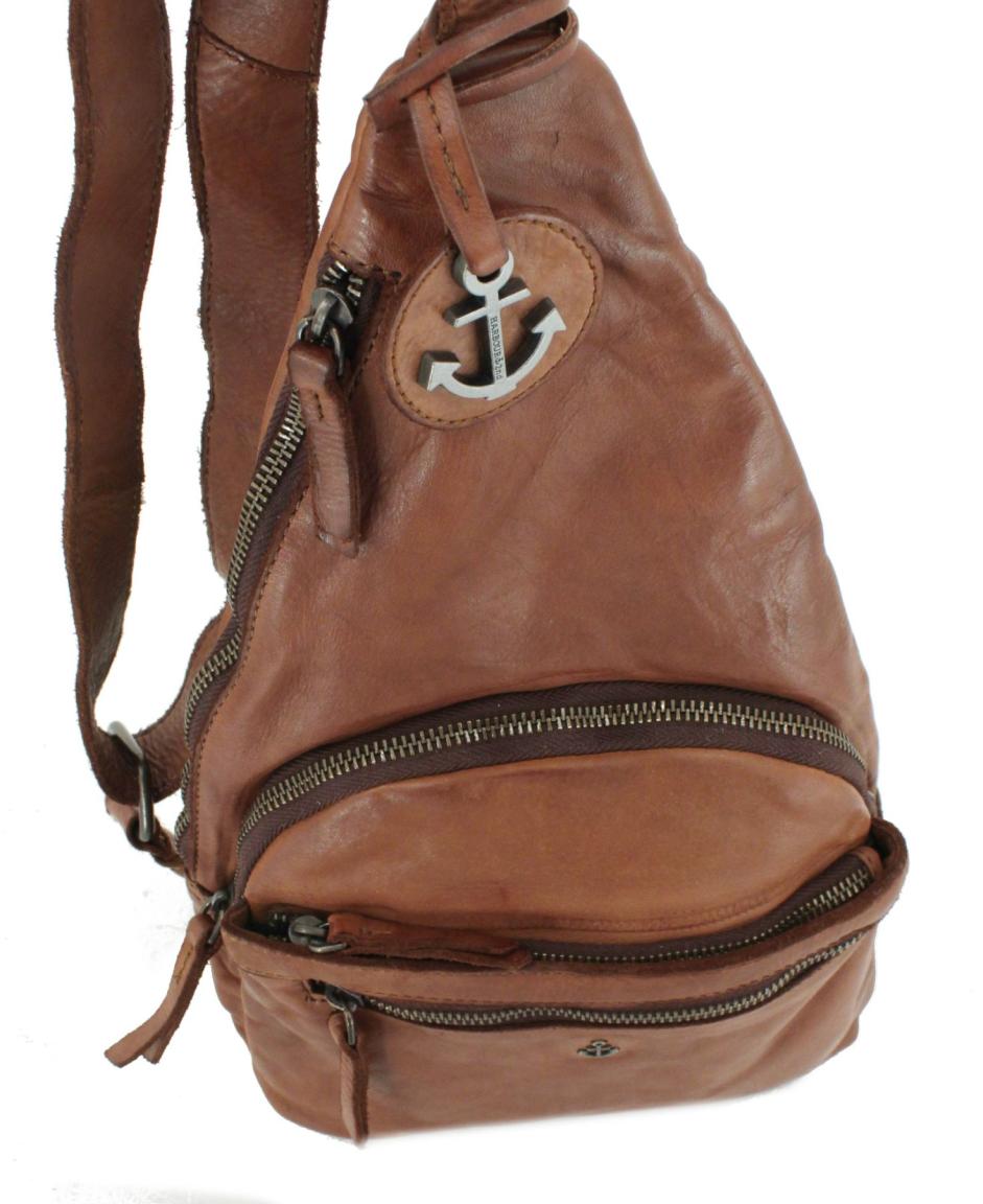 stylischer Cityrucksack Harbour 2nd Merlin Anchor Love Cognac Ankeranhänger