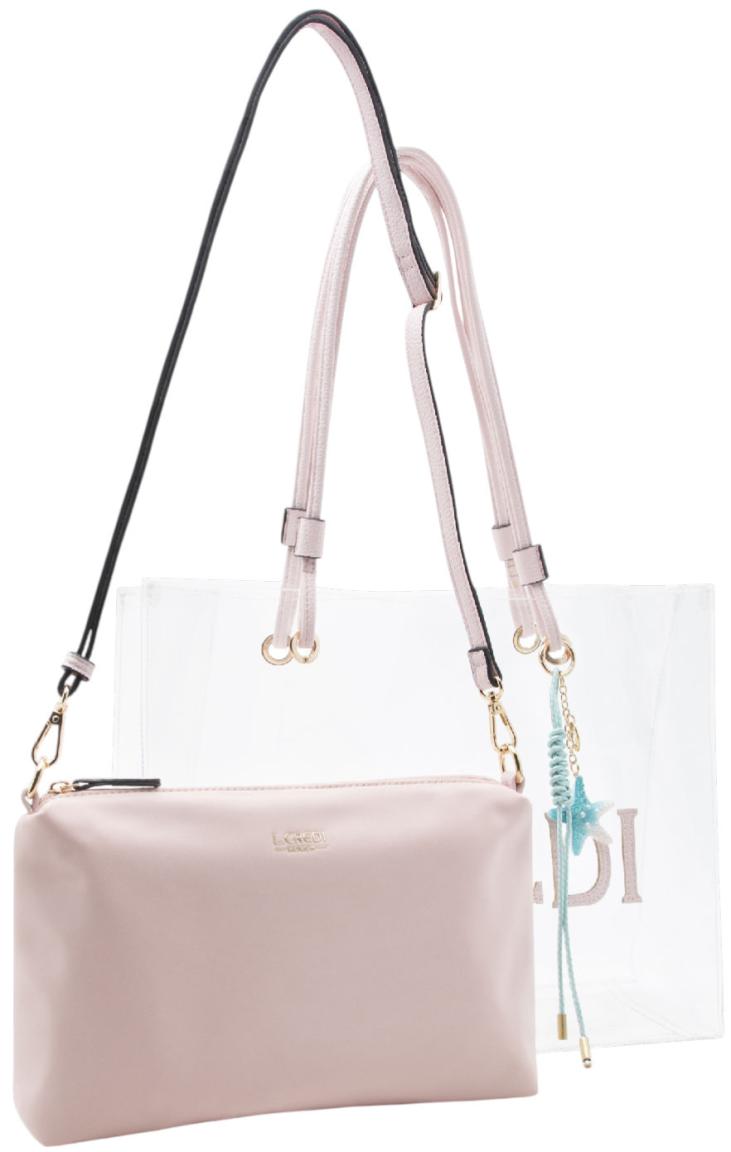 transparente Damentasche L.Credi Innentasche rosa Seestern Reja Cherry Blossom