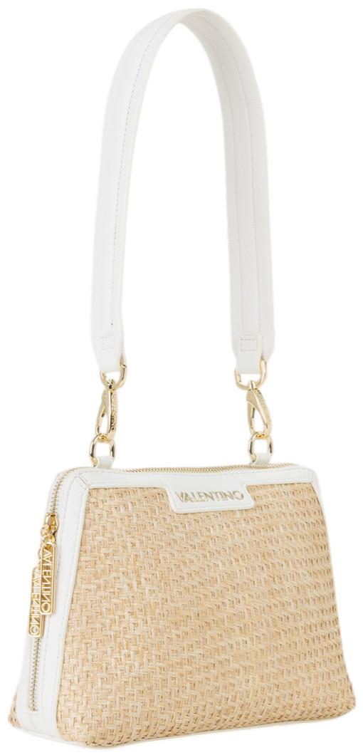 trapezförmige Umhängetasche Valentino Demetra Bast Bianco weiss